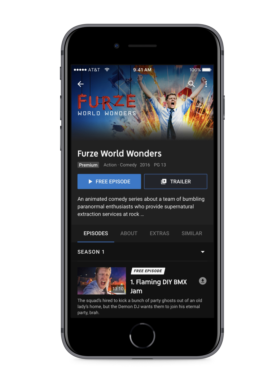 A detail page inside the YouTube app for the show 'Furze World Wonders'